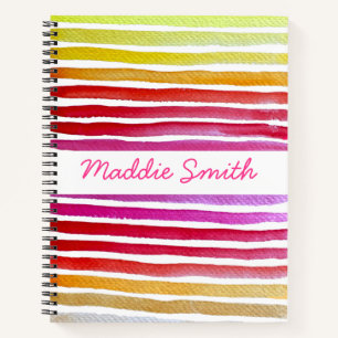 Rainbow stripes cute watercolor notebook