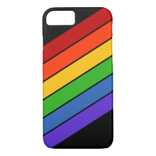 Rainbow Stripes Diagonal Black iPhone 8/7 Case
