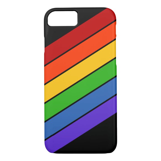 Rainbow Stripes Diagonal Black Case-Mate iPhone Case (Back)