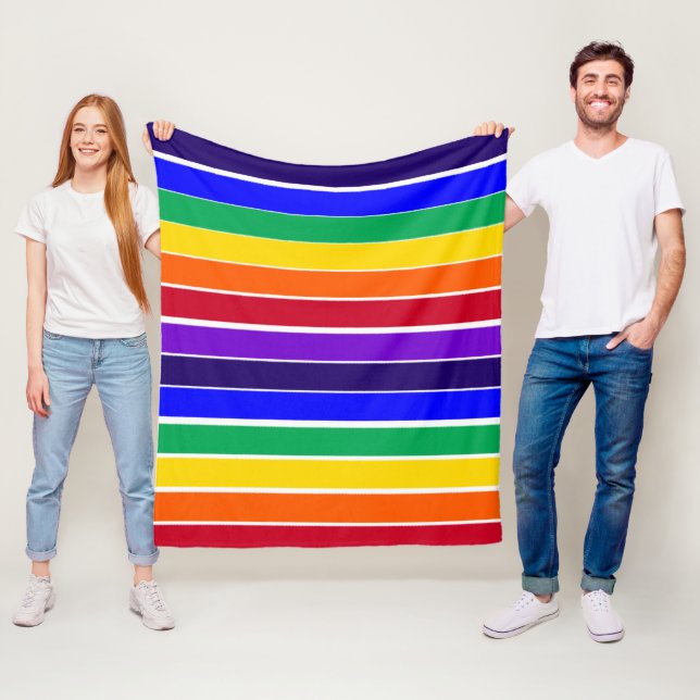 Rainbow Stripes  Fleece Blanket (In Situ)