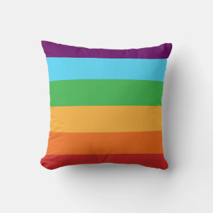 Rainbow Stripes Fun Bright Happy Candy Stripe Cushion