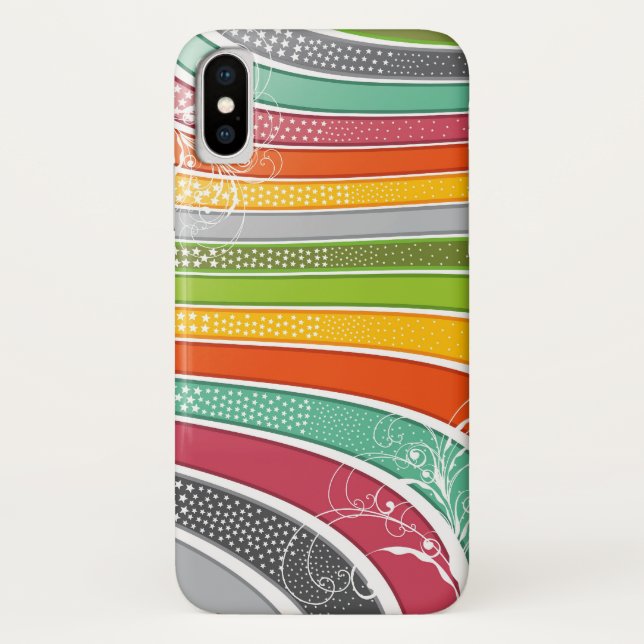 Rainbow Stripes Fun Swirls Sparkling Stars Casing Case-Mate iPhone Case (Back)