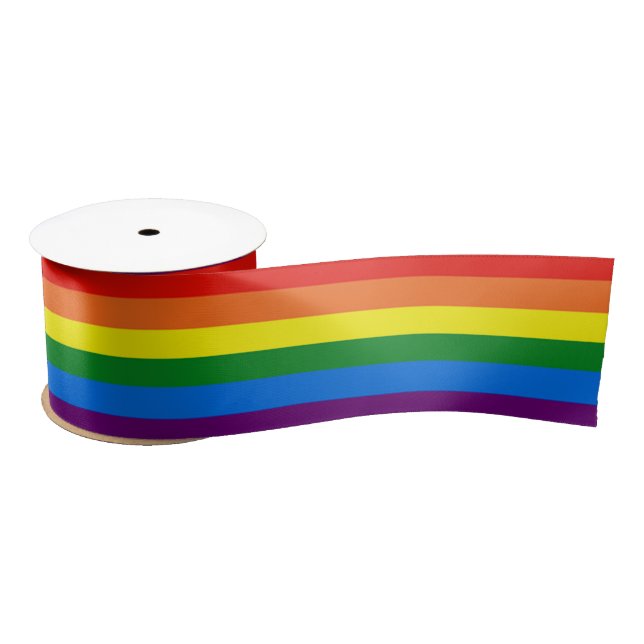 Rainbow Stripes Gay Pride LGBT Support Satin Ribbon (Spool)