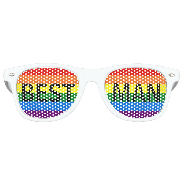 Rainbow Stripes Gay Wedding Party Shades Bestman (Front)