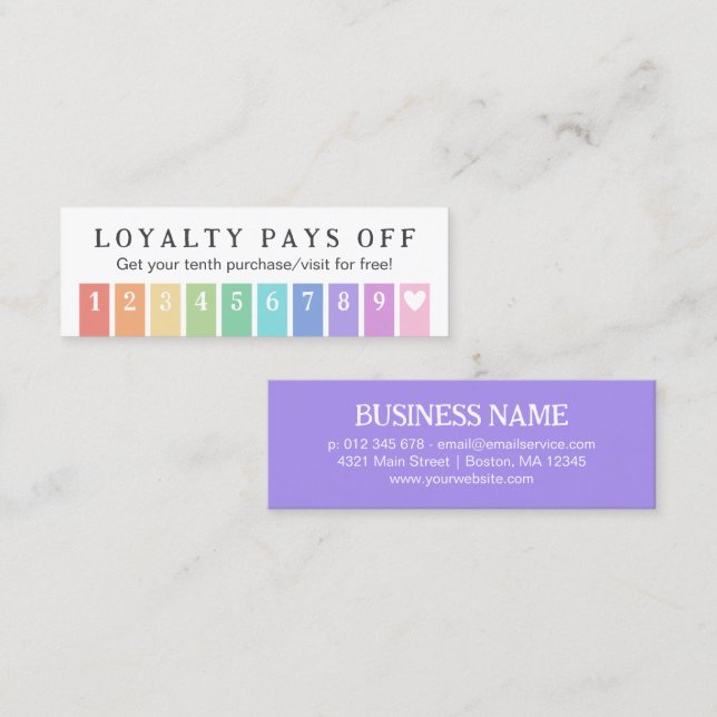 Rainbow Stripes Heart 10 Loyalty Pays Off Punch  (Front/Back)