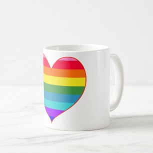 Rainbow Stripes Heart Coffee Mug