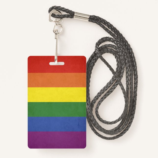 Rainbow stripes ID badge (Front with Lanyard)