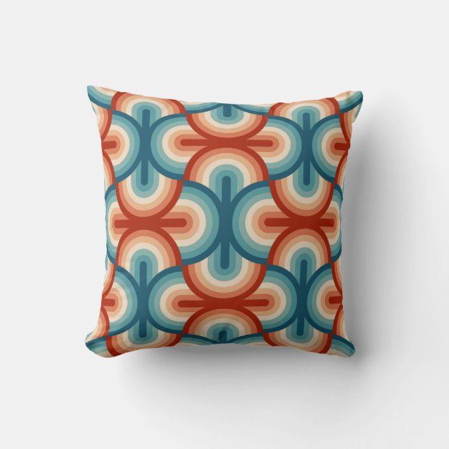 Rainbow stripes illustration pattern cushion (Front)