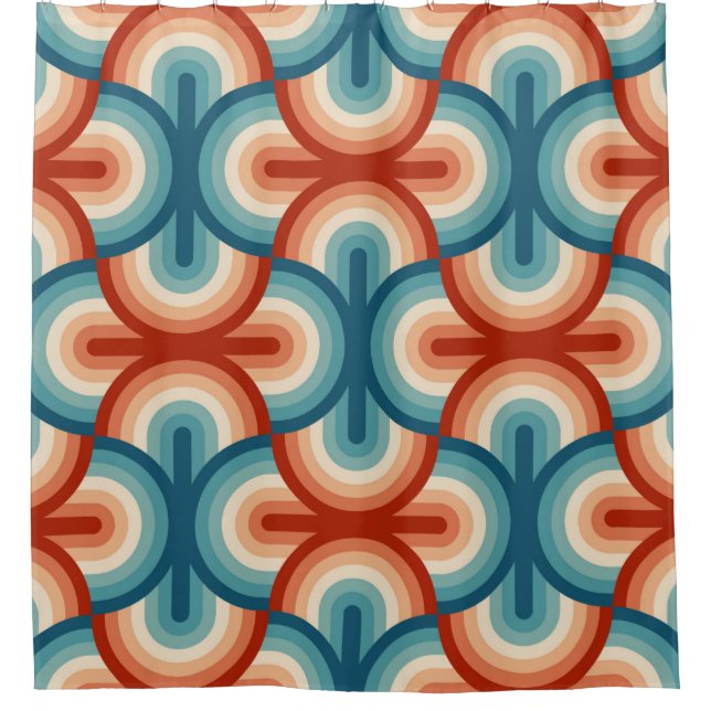 Rainbow stripes illustration pattern shower curtain (Front)