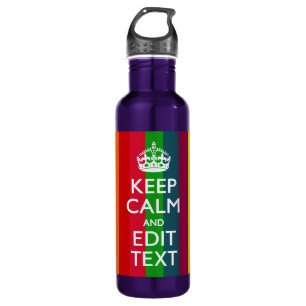 Rainbow Stripes Keep Calm And Your Text Customise 710 Ml Water Bottle