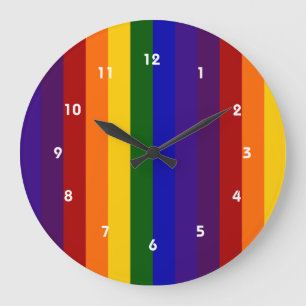 Rainbow Stripes Large Clock