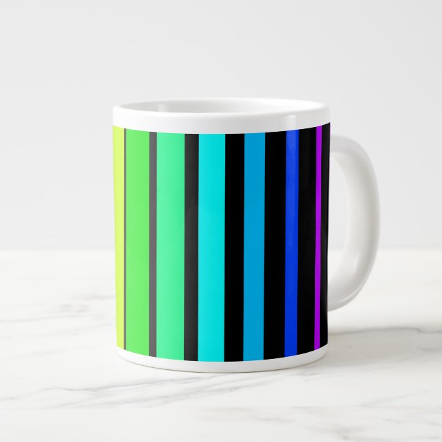 Rainbow Stripes Large Coffee Mug (Front Right)