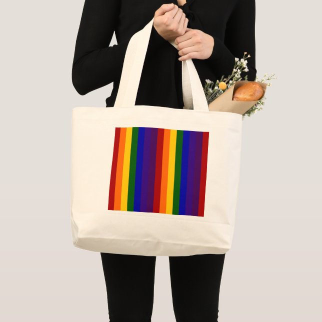 Rainbow Stripes Large Tote Bag (Front (Product))
