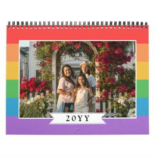 Rainbow Stripes LGBT Family Photos Calendar