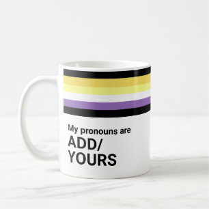 Rainbow Stripes LGBT Name Pronouns Not Binary Flag Coffee Mug