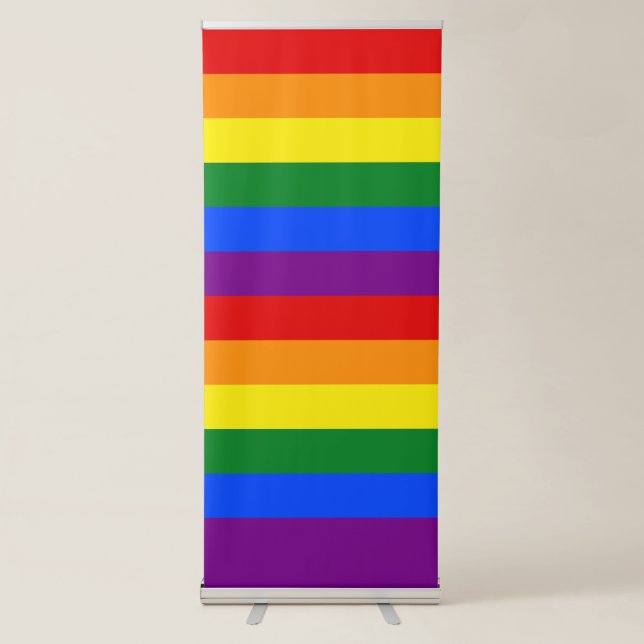 Rainbow Stripes LGBTQ Pride Flag Selfie Background Retractable Banner (Front)