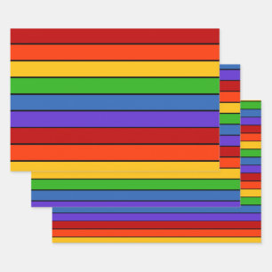 Rainbow Stripes Lines Wrapping Paper Sheet