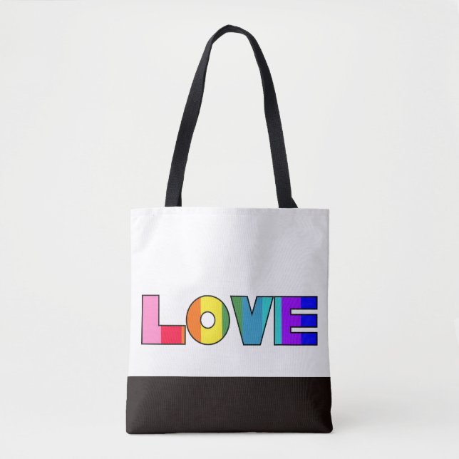 Rainbow Stripes Love   Tote Bag (Front)