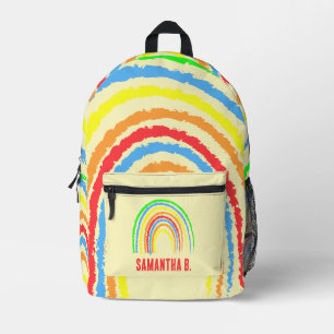 Rainbow Stripes Monogram Name Printed Backpack
