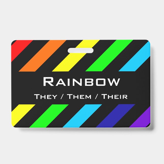 Rainbow Stripes Name / Pronoun Badge ID Badge (Front)
