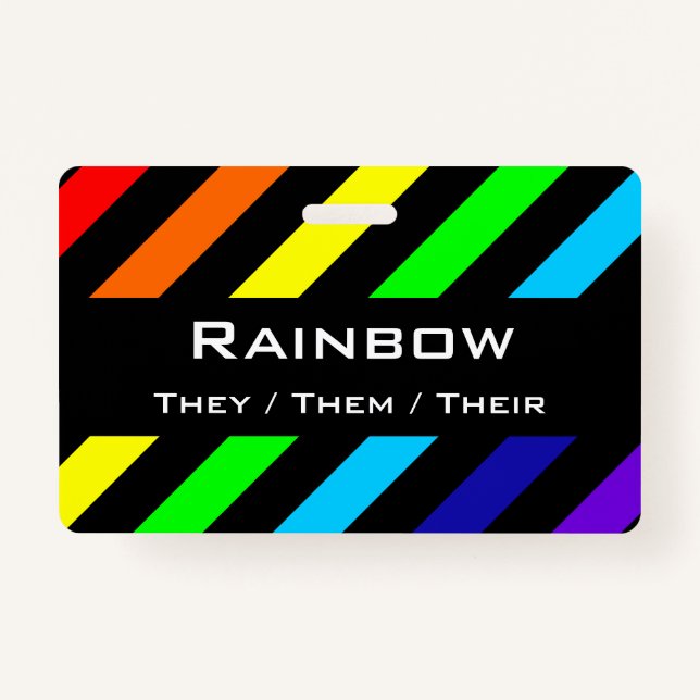 Rainbow Stripes Name / Pronoun Badge ID Badge (Front)