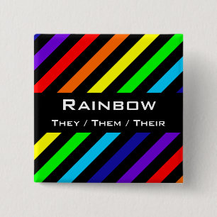Rainbow Stripes Name / Pronoun Button
