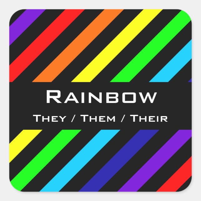 Rainbow Stripes Name / Pronoun Stickers (Front)