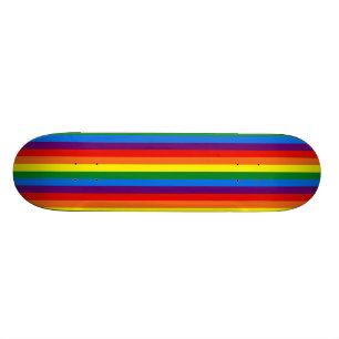Rainbow Stripes on Black Gay Pride LGBT Support Skateboard