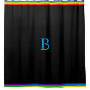 Rainbow Stripes on Black Gay Pride Personalised Shower Curtain