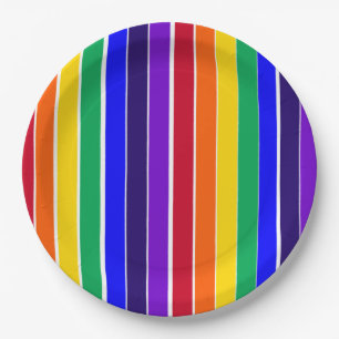 Rainbow Stripes Paper Plate