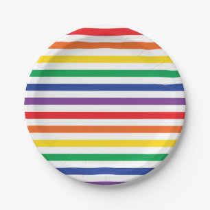 Rainbow Stripes Paper Plate