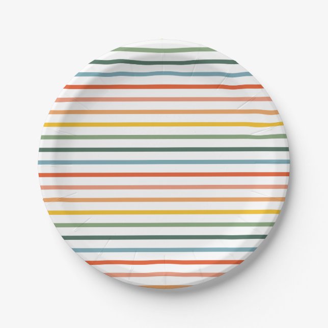 Rainbow Stripes Paper Plates (Front)