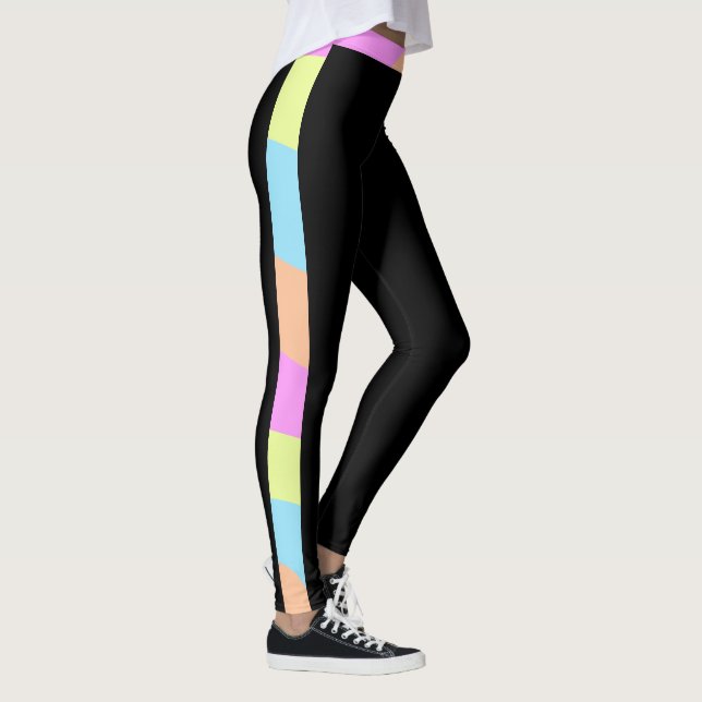 Rainbow Stripes Pastel colours Leggings (Right)