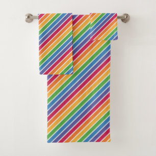 Rainbow Stripes Pattern Bath Towel Set