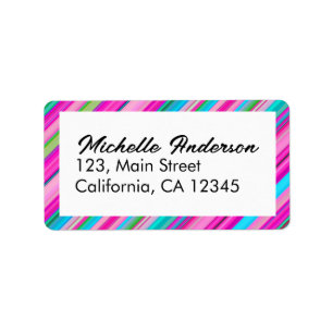 Rainbow Stripes Pattern Birthday Custom Template Label