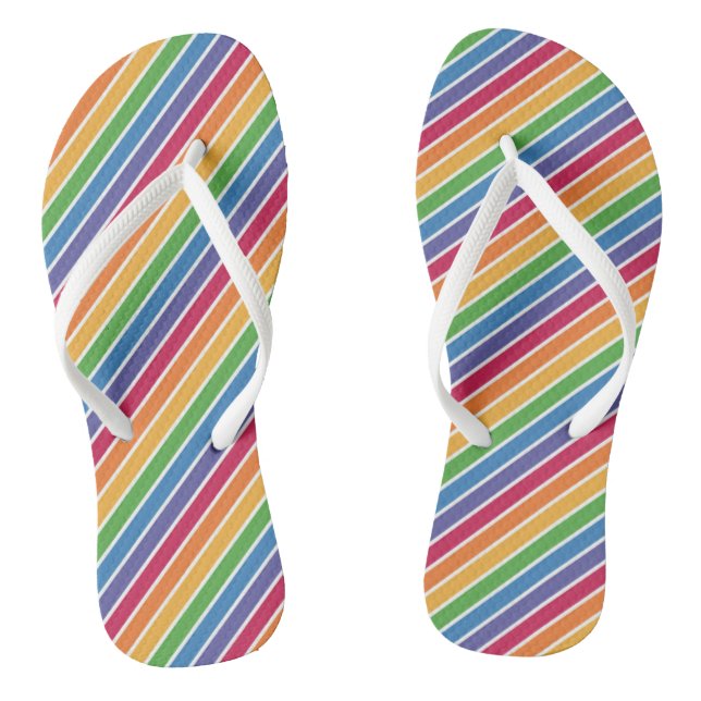 Rainbow Stripes Pattern Flip Flops (Footbed)
