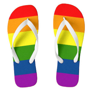 Rainbow Stripes Pattern Flip Flops