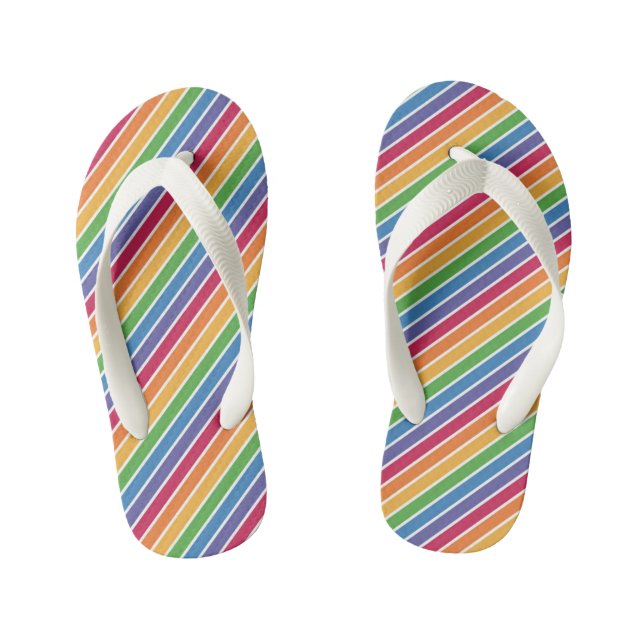 Rainbow Stripes Pattern Kid's Flip Flops (Footbed)