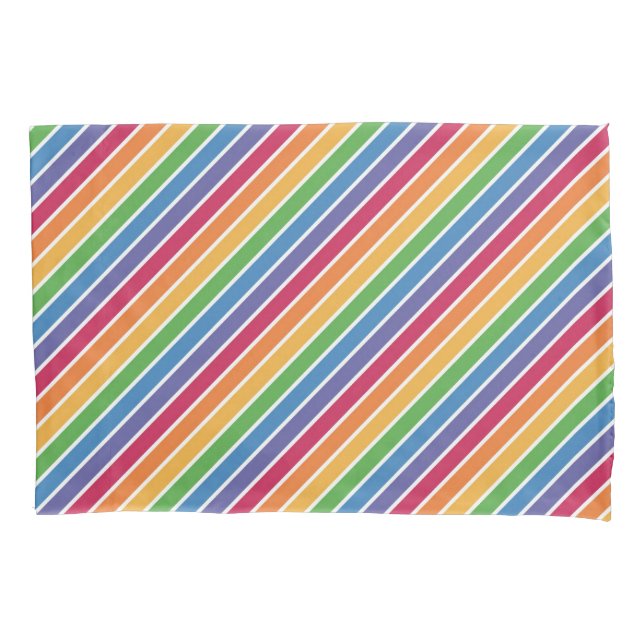 Rainbow Stripes Pattern Pillowcase (Front-Left)