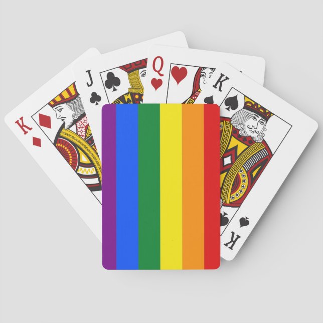 rainbow stripes pattern playing cards love is lgbt (Back)