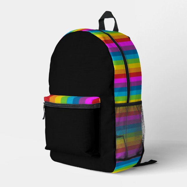 Rainbow Stripes Pattern Printed Backpack (Back Corner Right)