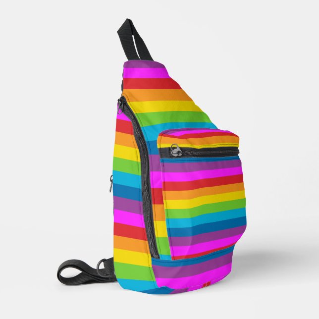 Rainbow Stripes Pattern Sling Bag (Left Corner)