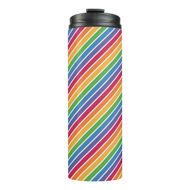Rainbow Stripes Pattern Thermal Tumbler (Front)