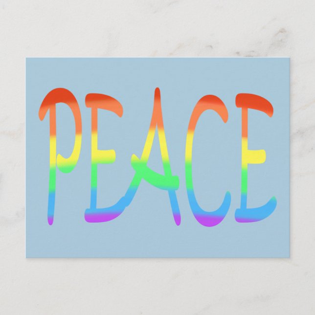 Rainbow Stripes Peace Word Colours Postcards (Front)
