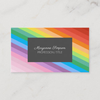 Rainbow Stripes Personalise Add Name Abstract Business Card