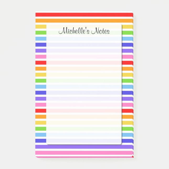 Rainbow Stripes Personalised 4 x 6 Post-it Notes (Front)