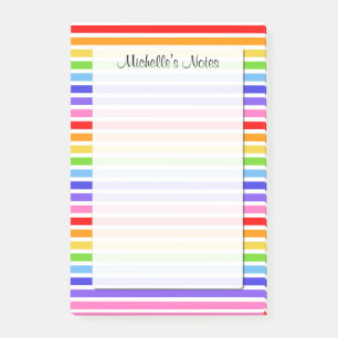 Rainbow Stripes Personalised 4 x 6 Post-it Notes