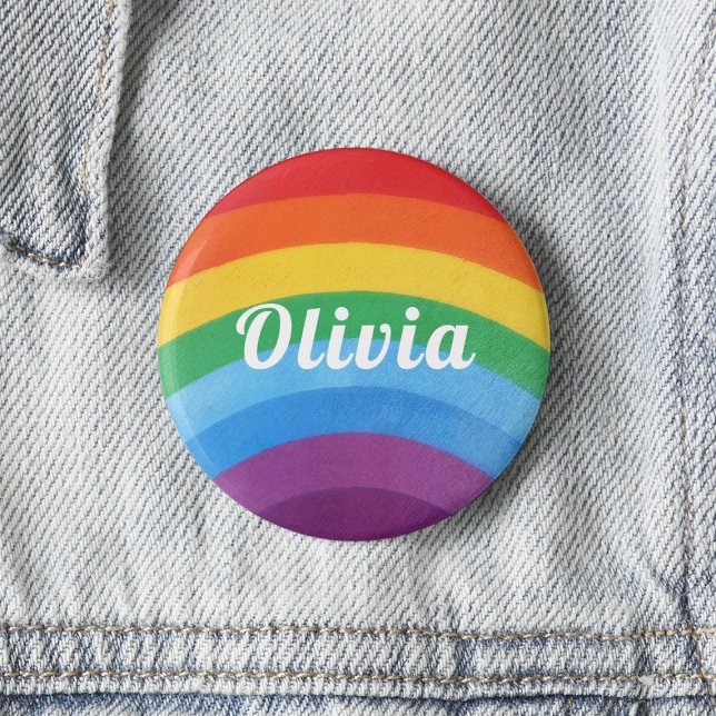 Rainbow Stripes Personalized  6 Cm Round Badge (Creator Uploaded)