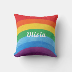 Rainbow Stripes Personalized  Cushion