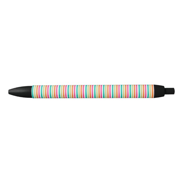 Rainbow stripes retro fun pattern black ink pen (Front)